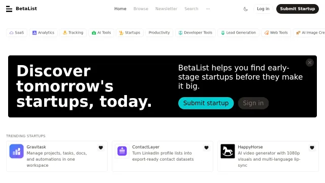 Screenshot of BetaList