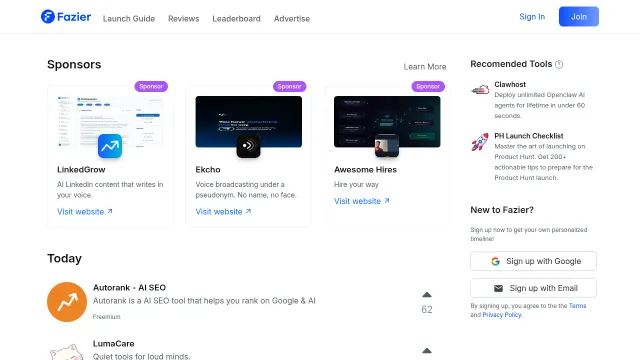 Screenshot of Fazier