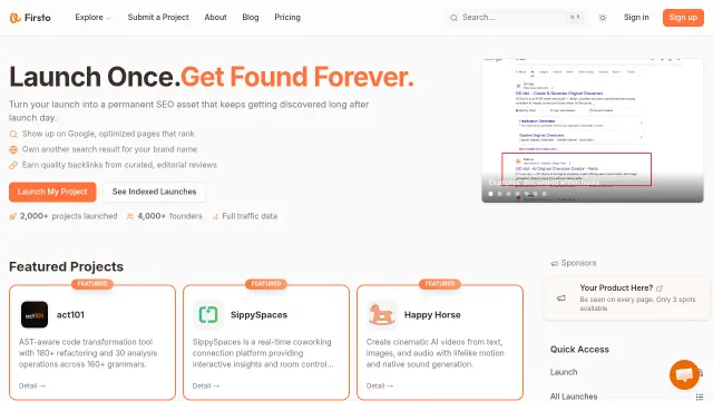 Screenshot of Firsto