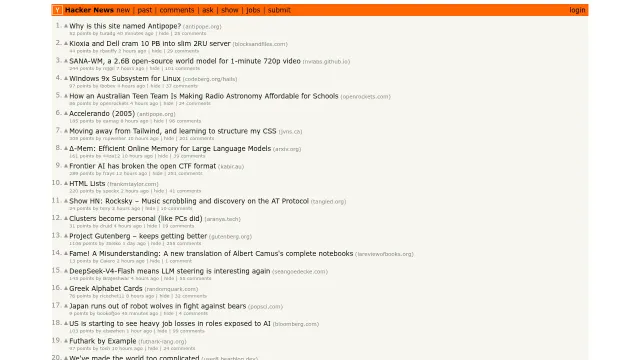Screenshot of Hacker News (Show HN)
