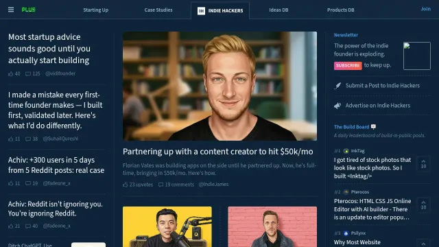 Screenshot of Indie Hackers