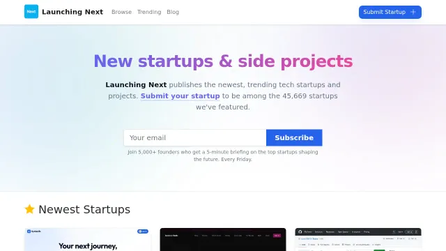 Screenshot of Launching Next