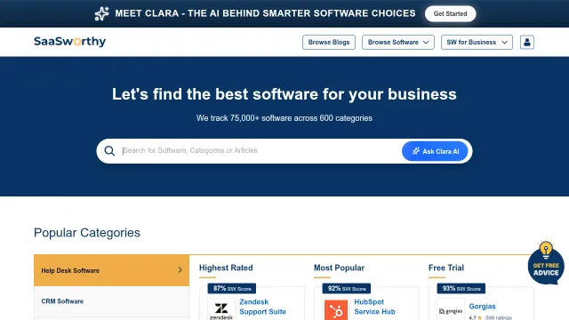 Screenshot of SaaSworthy